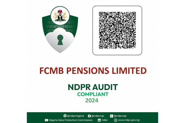 NDPR Trust Mark Badge recently awarded to FCMB Pensions Limited